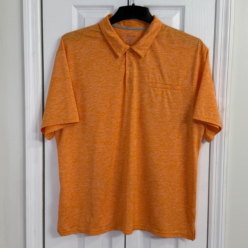 ✨Reel‎ Legends Fishing Polo Shirt Moisture Wicking Pocket Orange XL